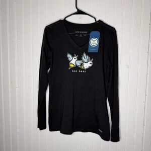 NWT Life Is Good Long Sleeve Crusher Tee with Boo Bees Graphic Size Medium